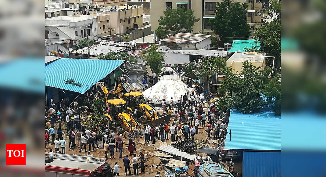 Three die as overhead water tank collapses in Ahmedabad | Ahmedabad ...