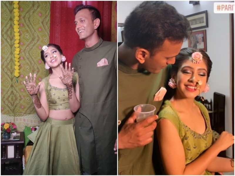 Ishqbaaz fame Niti Taylor looks pretty in green at her mehendi function; twins with beau Parikshit Bawa