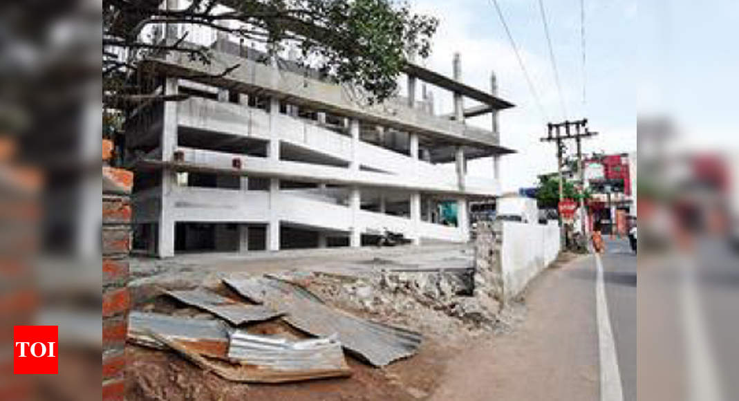 Multi-level two-wheeler parking lot at railway station in limbo