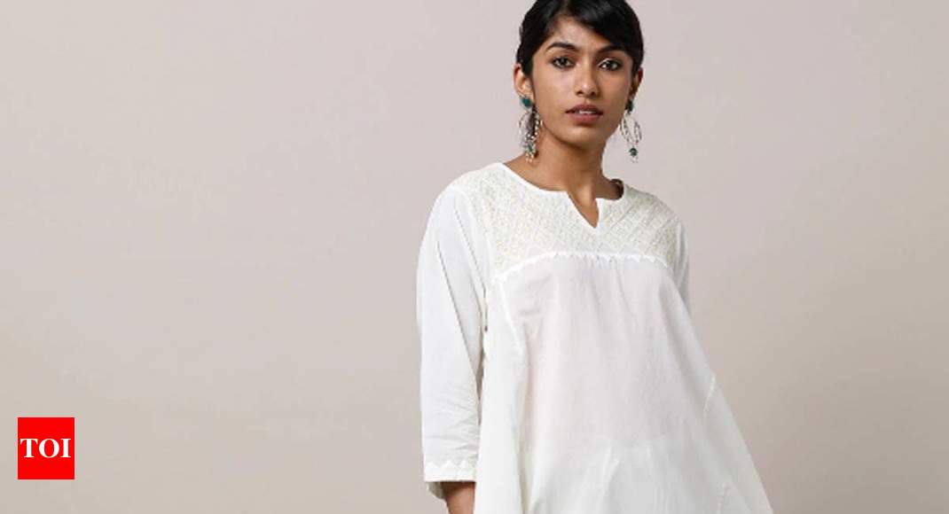 Off white kurti with beautiful embroidery work 1117  Kurti Fashion