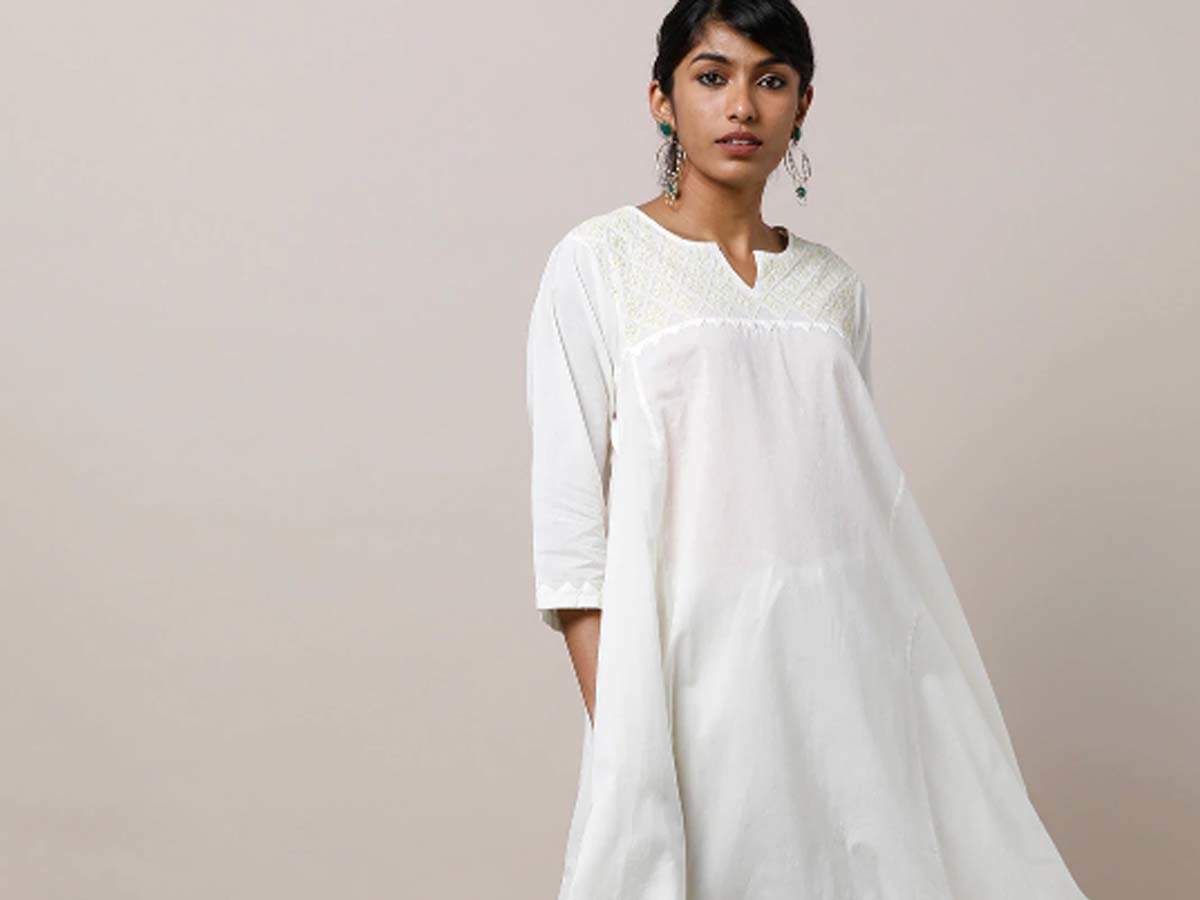 plain white kurtis online