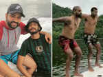 ​Indian cricketers take a dip in the sea between games​