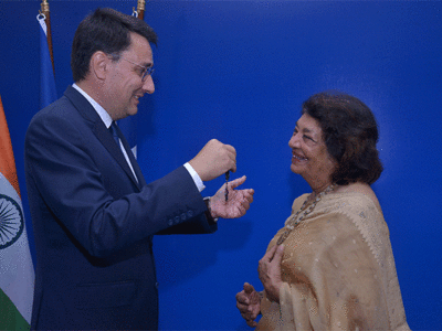 Aruna Vasudev receives French honour for her contribution to cinema and arts