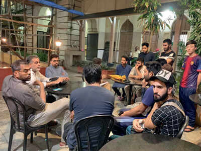 Activists (left) recently met Kashmiri students at the Jaffer Suleiman Hostel at Wadi Bunder and have assured help