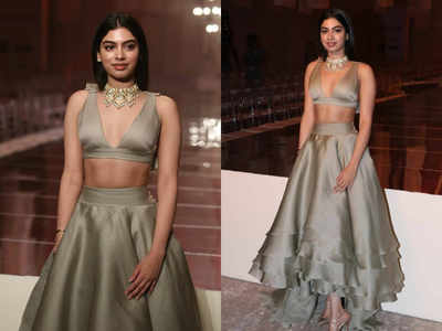 Khushi Kapoor's champagne coloured lehenga is the hottest wedding guest  outfit ever - Times of India