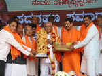 Karnataka CM BS Yediyurappa felicitates state BJP chief Nalin Kateel