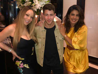 Pic: Priyanka Chopra and Nick Jonas strike a pose with American singer Mariah Carey