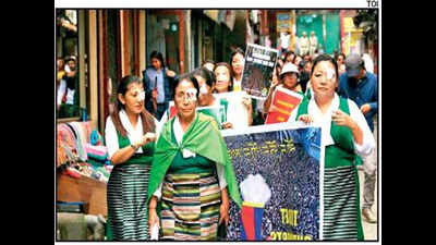 Tibetan women march to express solidarity with Hong Kong protestors