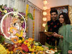 Television stars welcome Ganpati at their home