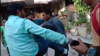 Watch: Mobile thief thrashed by 2 men in Noida