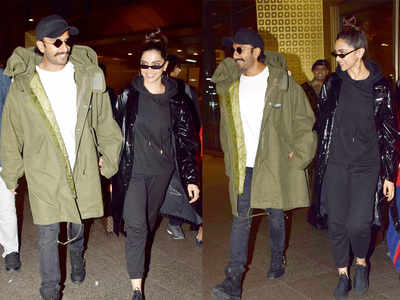 Black jackets and white sneakers, Deepika Padukone and Ranveer