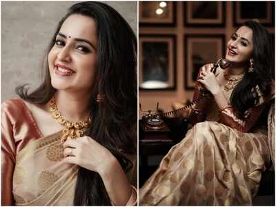 Bhama looks charming as she flaunts her traditional saree in the latest post