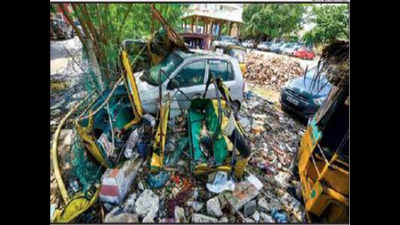 Devotees irked as parking lot at temple turns junk yard