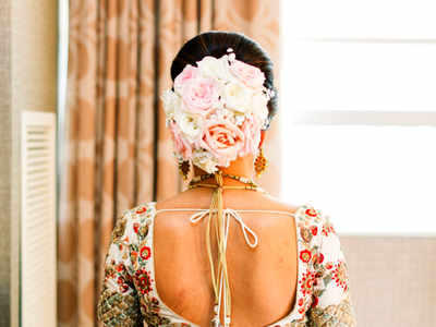 Floralbun of the fresh flower petals. . . . Makeup artist @sejal_savaliya22  . #floralbun #floralbuns #flowerbun… | Bridal bun, Bridal makeover, Indian  bridal makeup