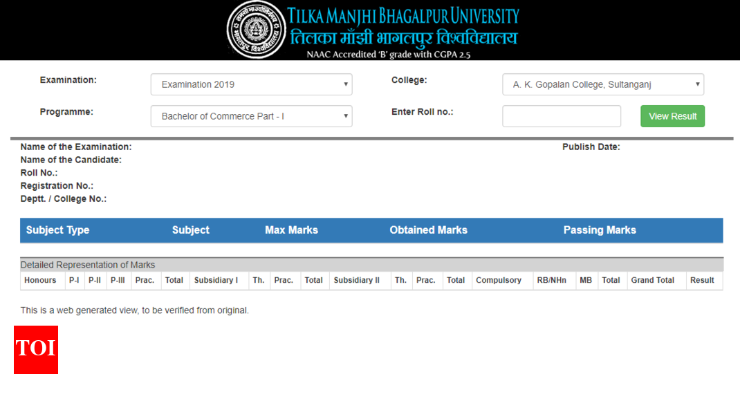 TMBU result 2019 released for honours programs @tmbuniv.ac.in, here's direct link