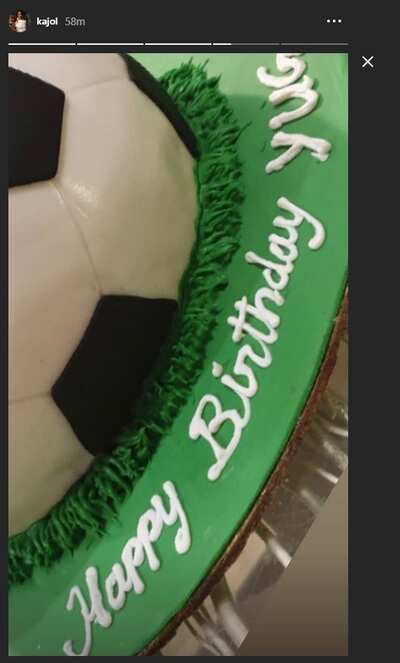 Photo Kajol Gives Us A Glimpse Of Her Son Yug S Birthday Cake Hindi Movie News Times Of India