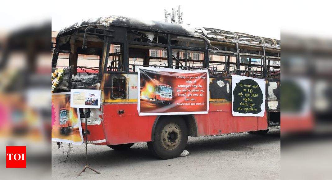 Karnataka State Road Transport Corporation Displays Gutted Bus To ...