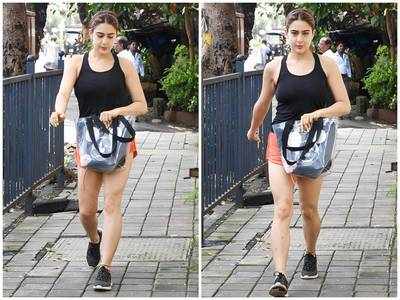 Photos: Sara Ali Khan awkwardly covers her shorts as she heads out for her dance classes