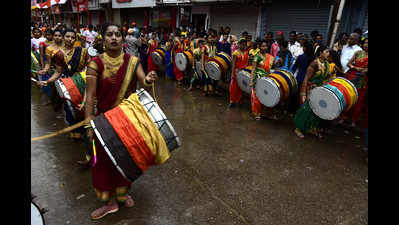 Interesting performances marked Ganpati immersion procession