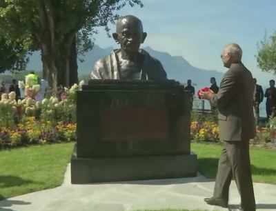 President Kovind unveils Mahatma Gandhi's bust in Switzerland