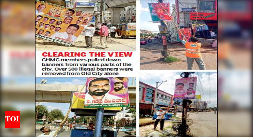 Over 1,500 flex banners pulled down across Hyderabad Hyderabad News
