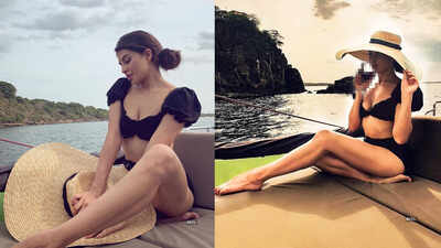 Jacqueline Fernandez raises the temperature as she shows off her envious figure in a black crop top!