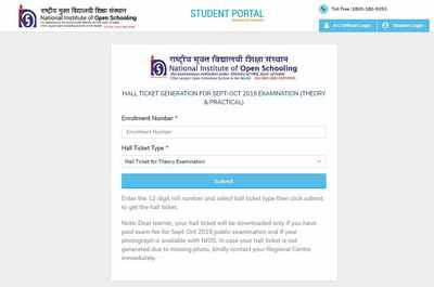 NIOS 10th & 12th October 2019 hall ticket released at nios.ac.in, here's direct link