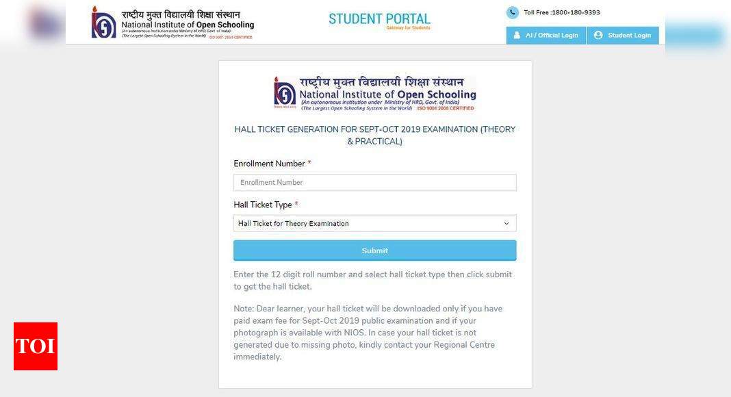 TNOU hall ticket 2019 for TEE December released, download here - Times of  India