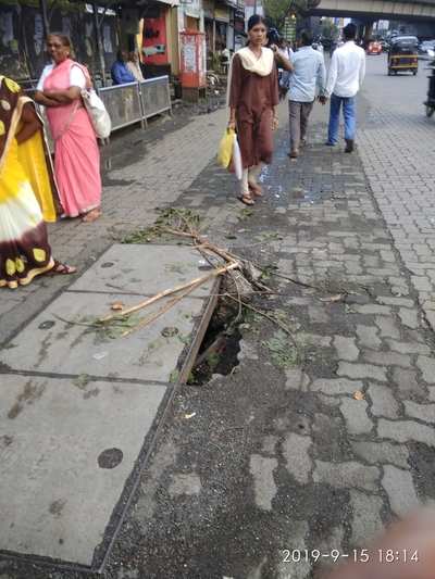 Pothole at Amar Mahal Chembur Bus Stop No 381
