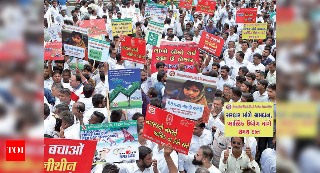 Ahmedabad Plastic bag manufacturers protest government’s blanket ban