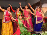 Ladies have gala time at a Teej party