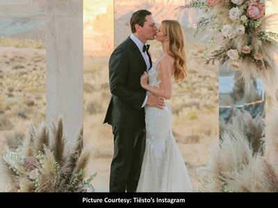 Photos: DJ Tiesto marries model Annika Backes in the middle of Utah desert