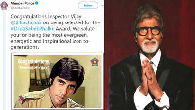 'Congratulations Inspector Vijay', Mumbai Police salute Amitabh Bachchan for Dadasaheb Phalke Award win