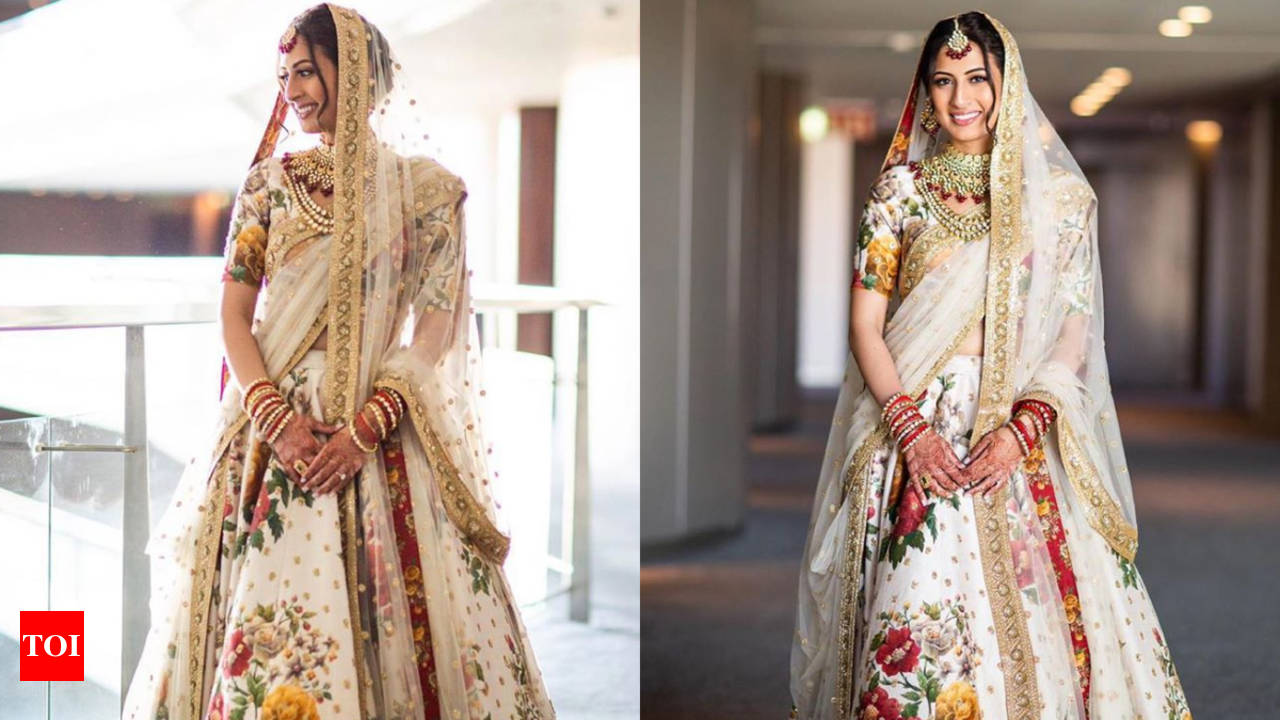 This doctor wore a floral Sabyasachi lehenga for her Spanish wedding -  Times of India