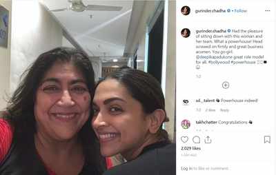 Photo: Deepika Padukone poses with filmmaker Gurinder Chadha, sparks rumours of a film together