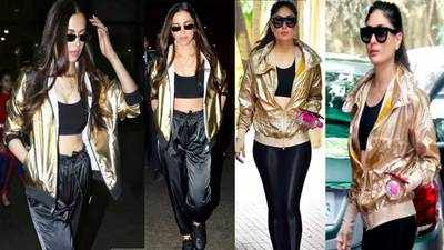 Kareena Kapoor and Deepika Padukone get snapped wearing similar golden bomber jacket