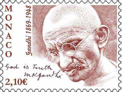 Monaco government issues a postage stamp of Mahatma Gandhi to mark his 150th birth anniversary