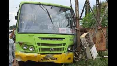 NWKRTC bus hits car runs over boy playing on roadside Hubballi