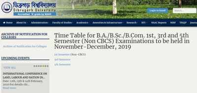 Dibrugarh University time table 2019 for UG courses released, check here