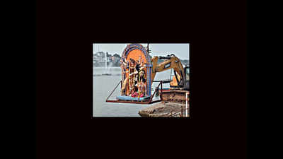 Bhopal: Idol immersion by crane as safety gets priority