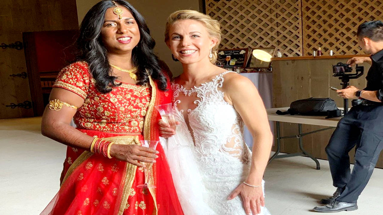 This Indo-American lesbian couple donned a red lehenga and white gown for  their grand wedding - Times of India