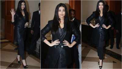 Aishwarya Rai Bachchan spells magic in an all black power suit