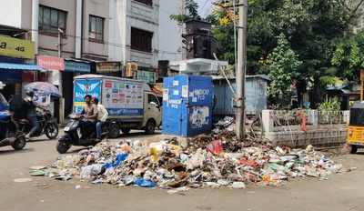 Heap of garbage on main road of Gowliguda