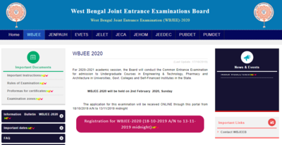 WBJEE 2020 Appilication Form Registration Begins @wbjeeb.nic.in - Check ...