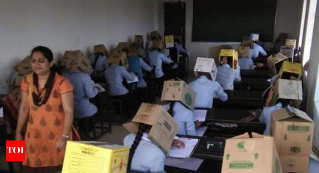Students made to wear cardboard boxes at exam