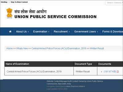 UPSC CAPF (ACs) result 2019 announced; admit card for PST/PET/MST soon