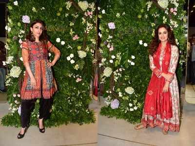 Dia Mirza, Soha Ali Khan turn up at the inauguration of a new homegrown apparel brand in Mumbai