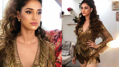 Disha Patani looks like a fashion goddess in this shimmery golden outfit