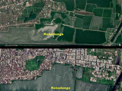 Satellite Map Of Kolkata Satellite Maps Show Massive Loss Of East Kolkata Wetlands | Kolkata News -  Times Of India