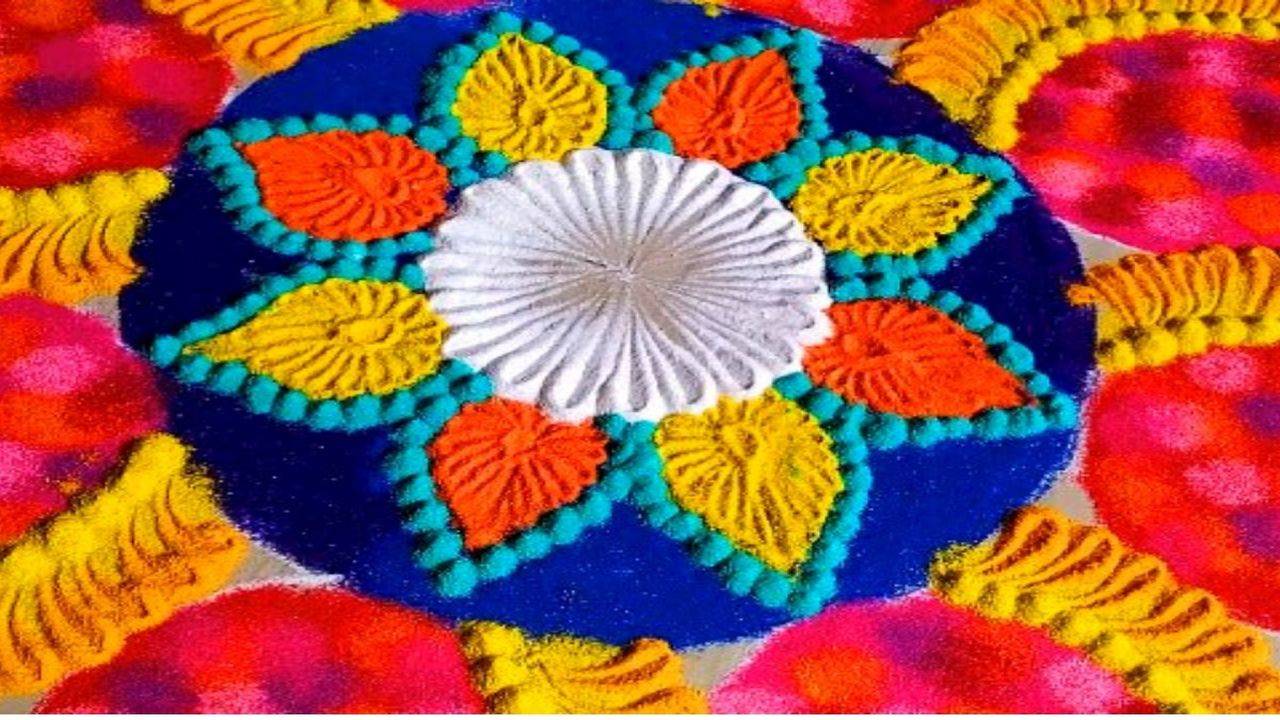 Beautiful & colorful rangoli for festival | Simple rangoli design |  Beginners rangoli design - video Dailymotion